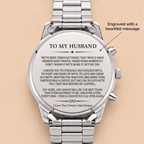To My Husband - Engraved Stainless Steel Watch