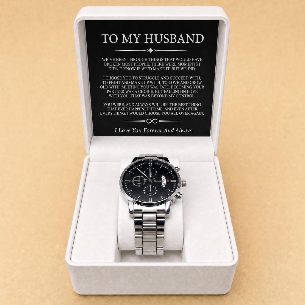 To My Husband - Engraved Stainless Steel Watch