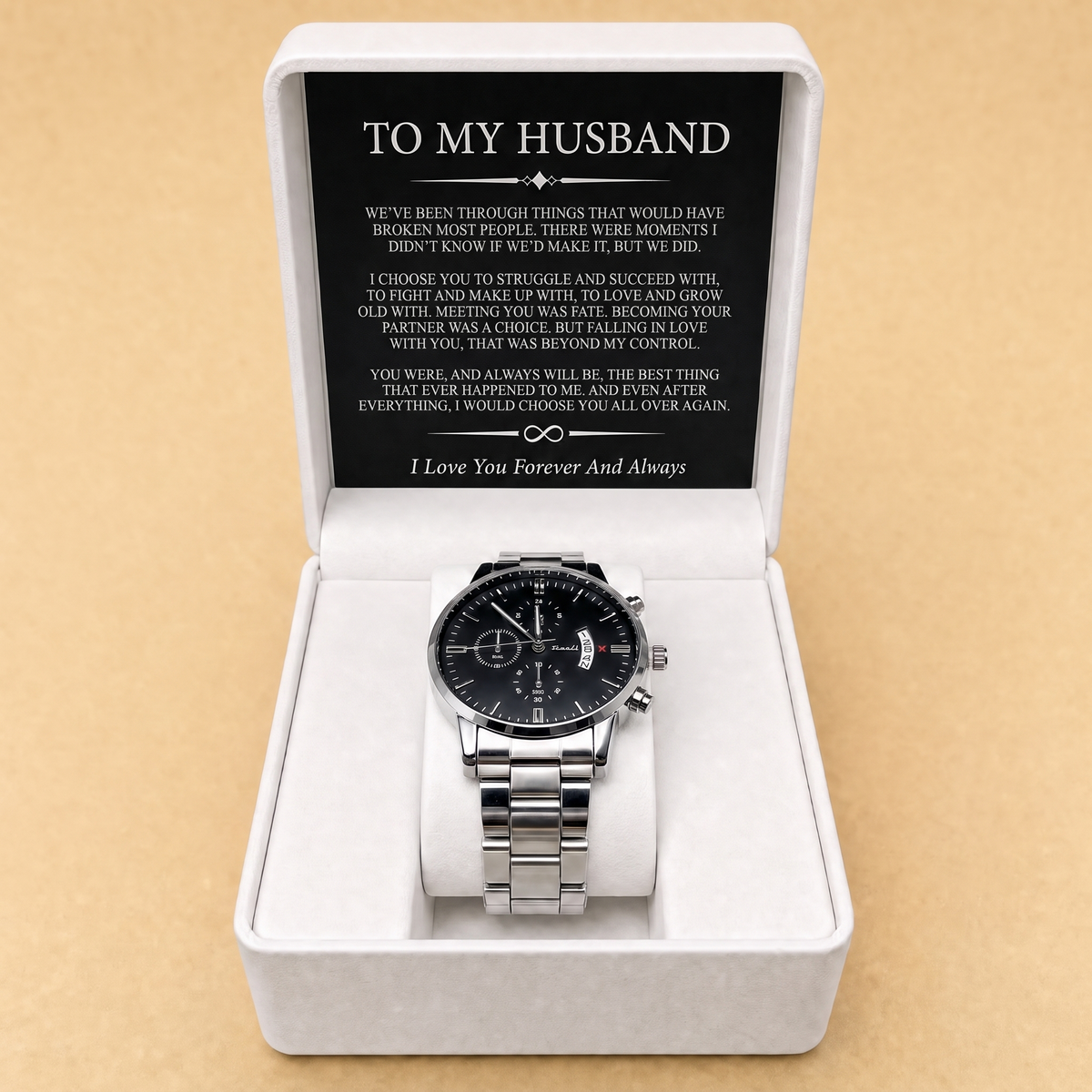 To My Husband - Engraved Stainless Steel Watch