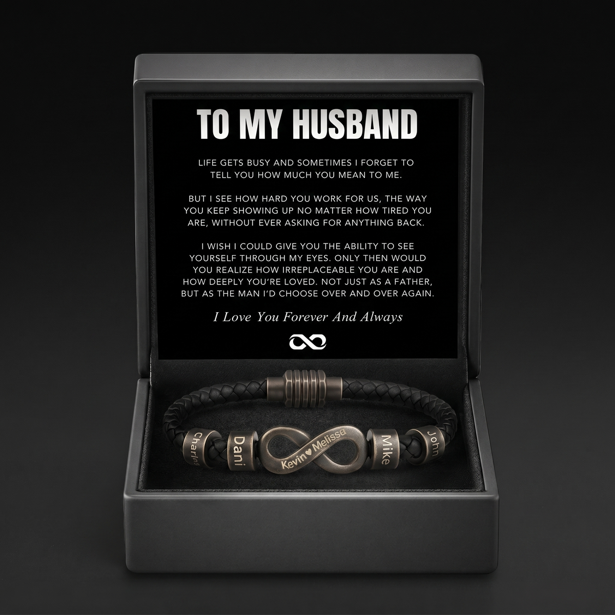 Infinity Name Bracelet - For the Man Who Holds Us Together