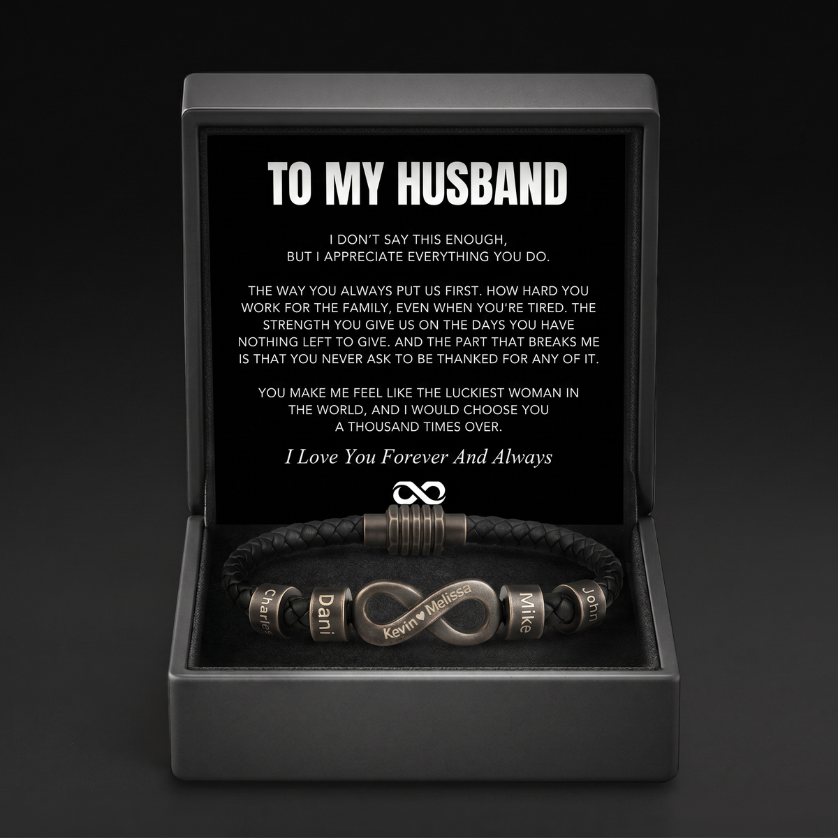 Infinity Name Bracelet - For the Man Who Holds Us Together