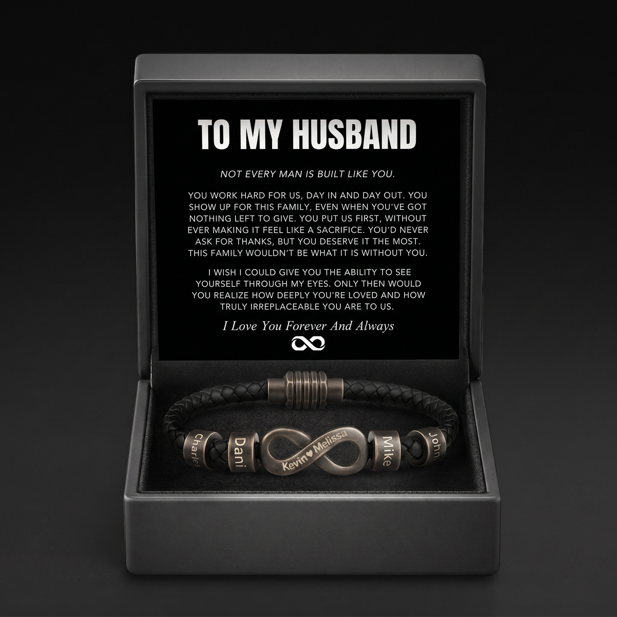 Infinity Name Bracelet - For the Man Who Holds Us Together