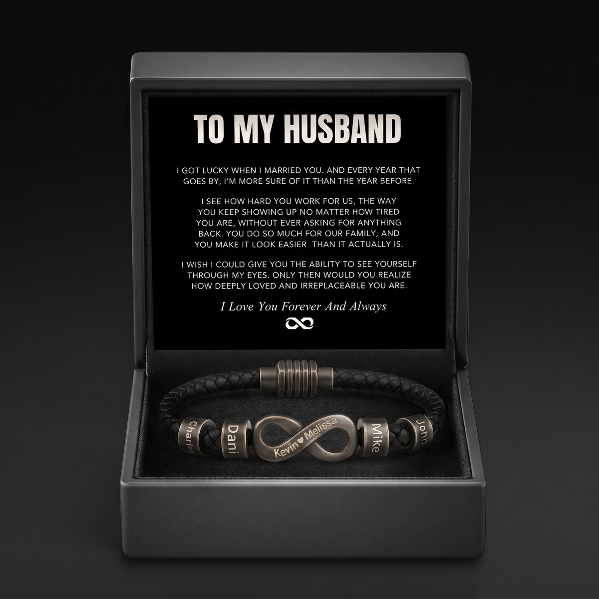 Infinity Name Bracelet - For the Man Who Holds Us Together