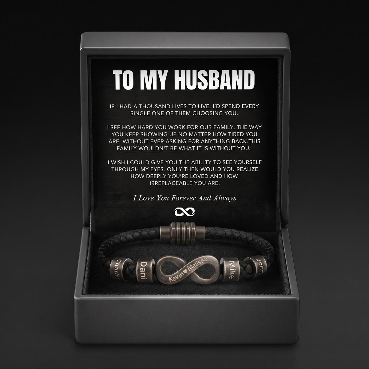 Infinity Name Bracelet - For the Man Who Holds Us Together