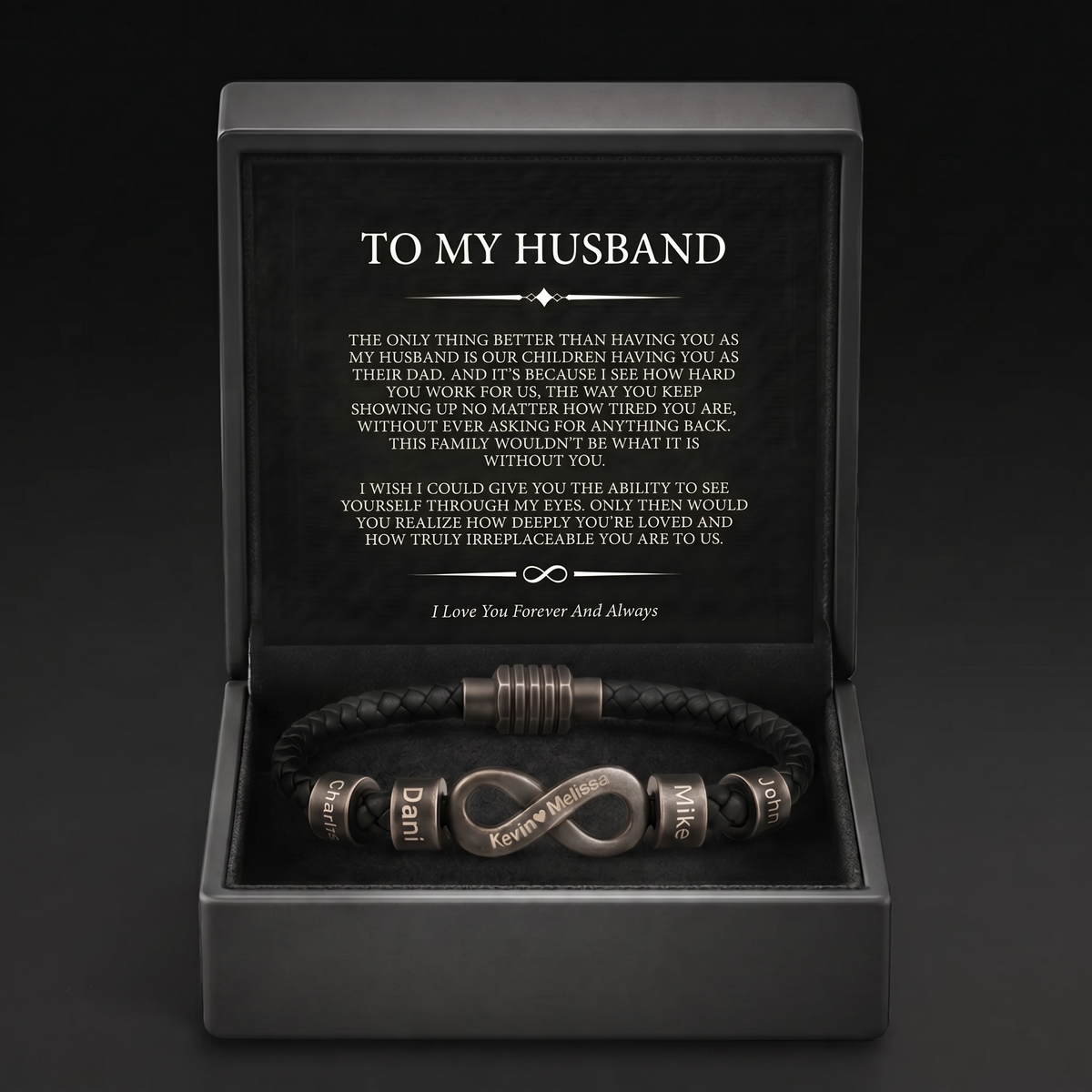 Infinity Name Bracelet - For the Man Who Holds Us Together