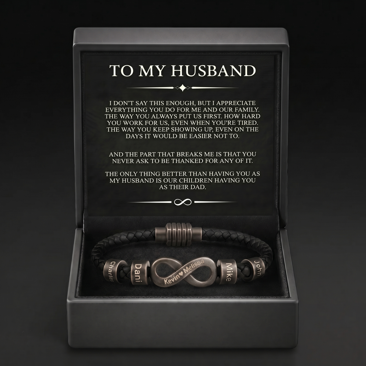 Infinity Name Bracelet - For the Man Who Holds Us Together