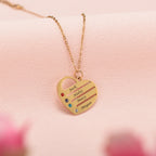 "Heart of the Family" – Custom Birthstone & Name Necklace in LED Mahogany Box