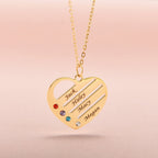 "Heart of the Family" – Custom Birthstone & Name Necklace in LED Mahogany Box