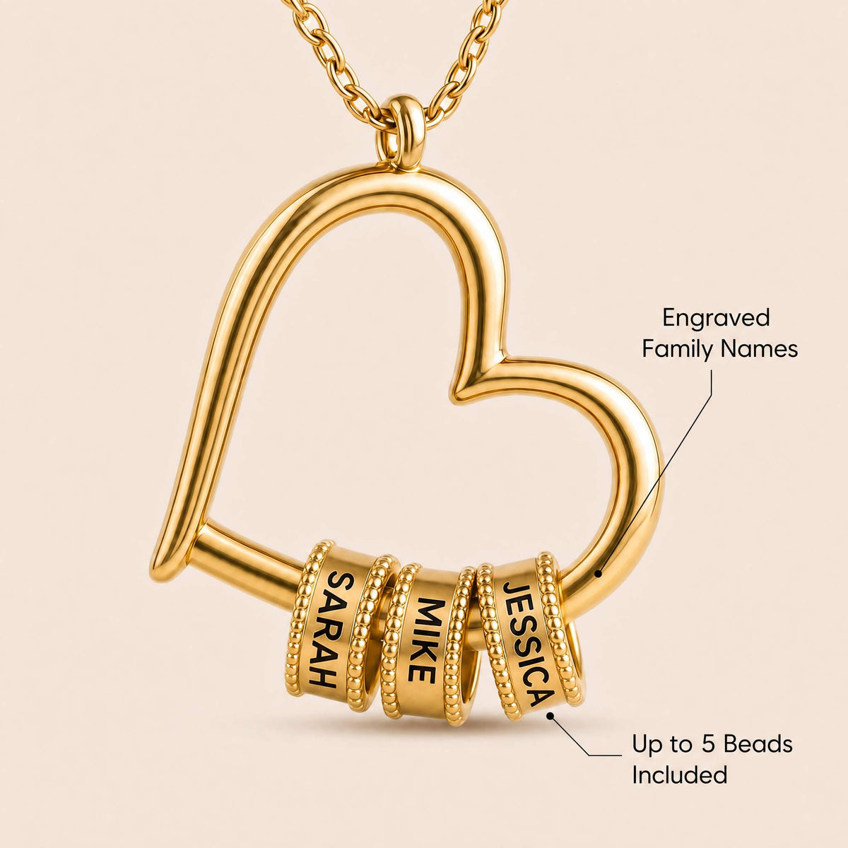 "The Heart of Our Family" - Customized Heart Necklace