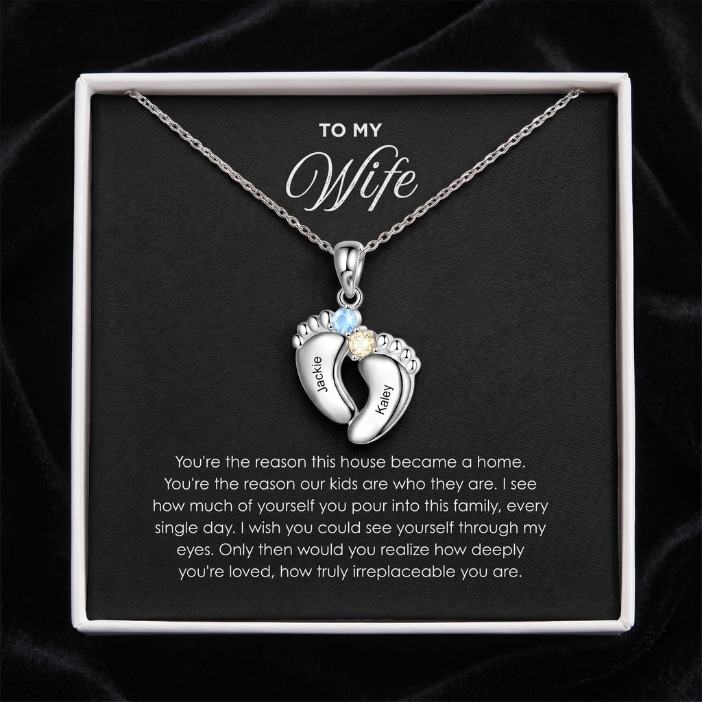 "Our Little Footprints" - Custom Name Baby Feet Necklace