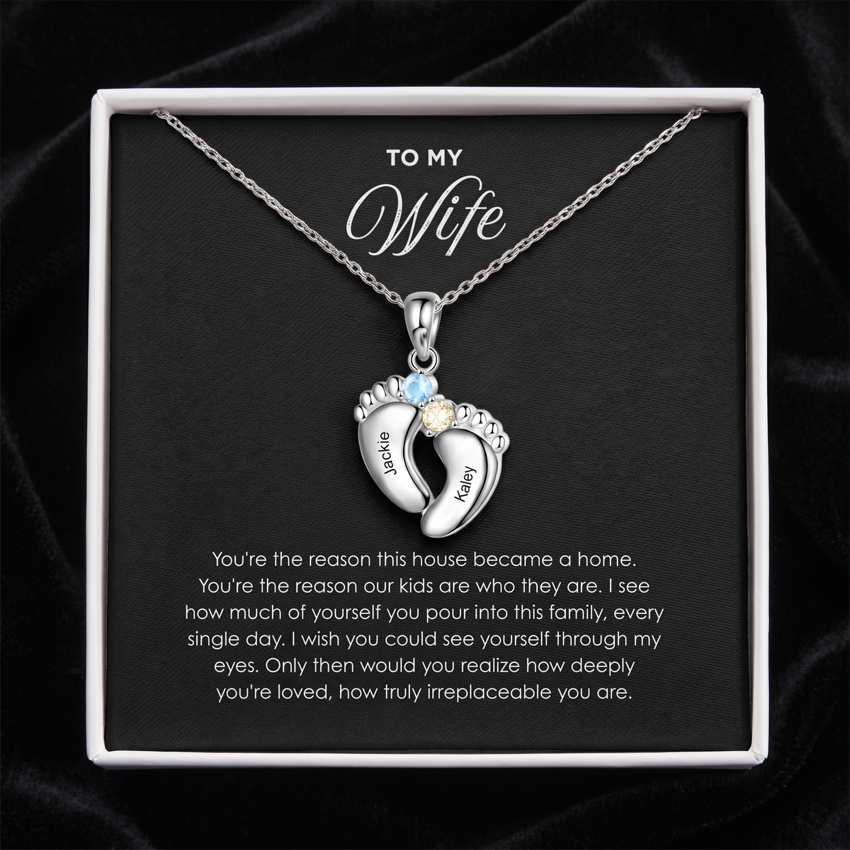 "Our Little Footprints" - Custom Name Baby Feet Necklace