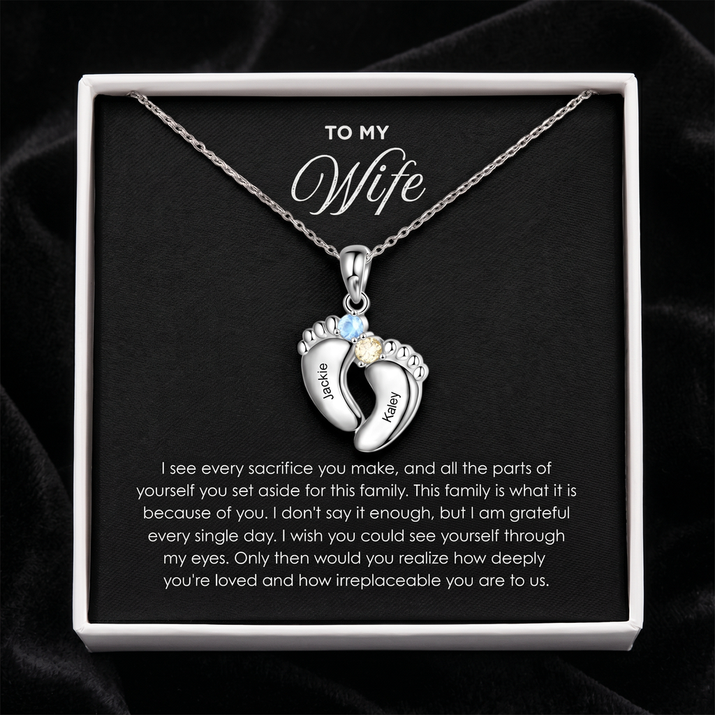 "Our Little Footprints" - Custom Name Baby Feet Necklace