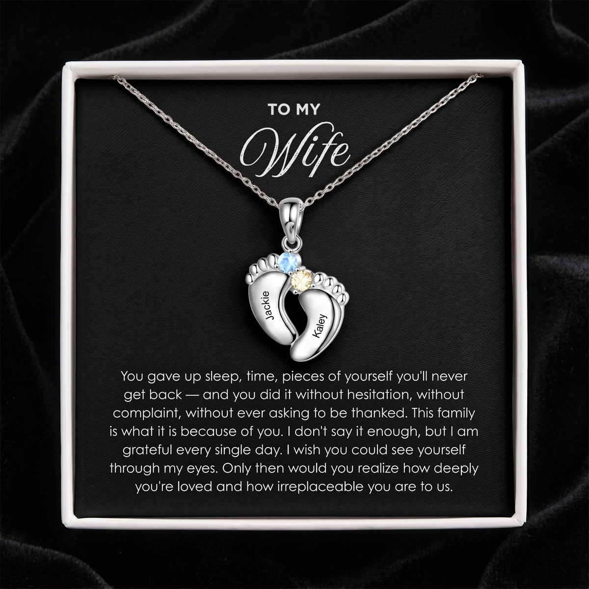 "Our Little Footprints" - Custom Name Baby Feet Necklace