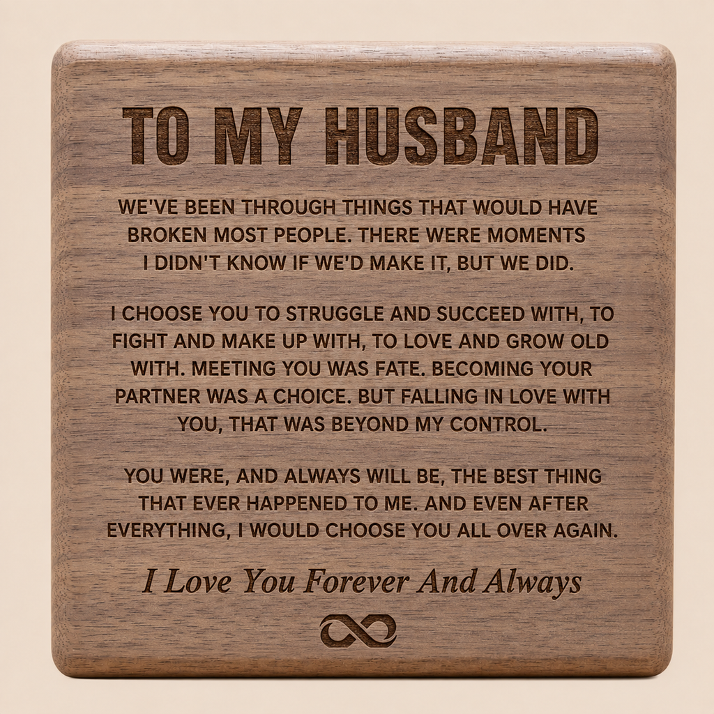 "To My Husband" - Infinity Personalized Bracelet & Engraved Walnut Box