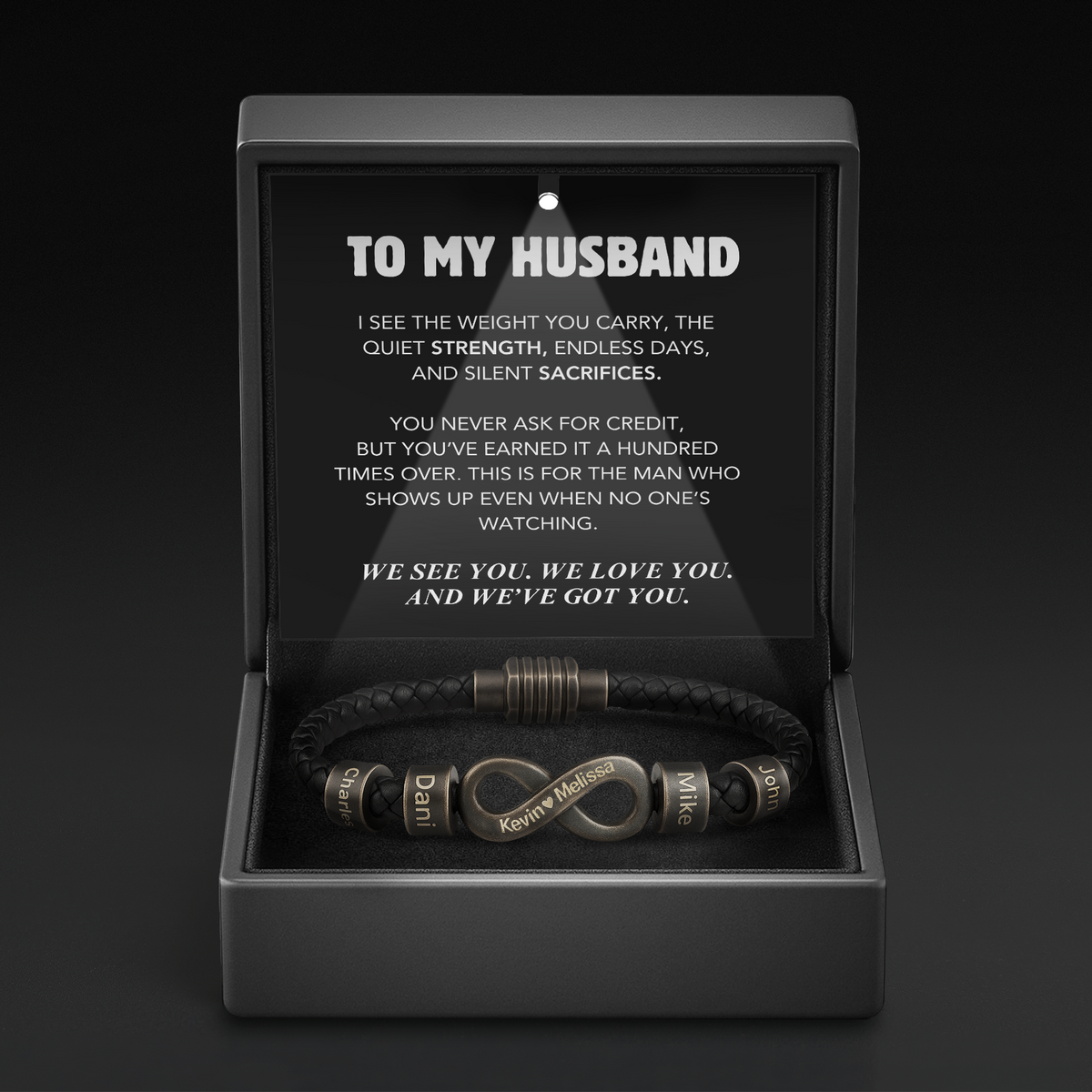 Infinity Name Bracelet - For the Man Who Holds Us Together