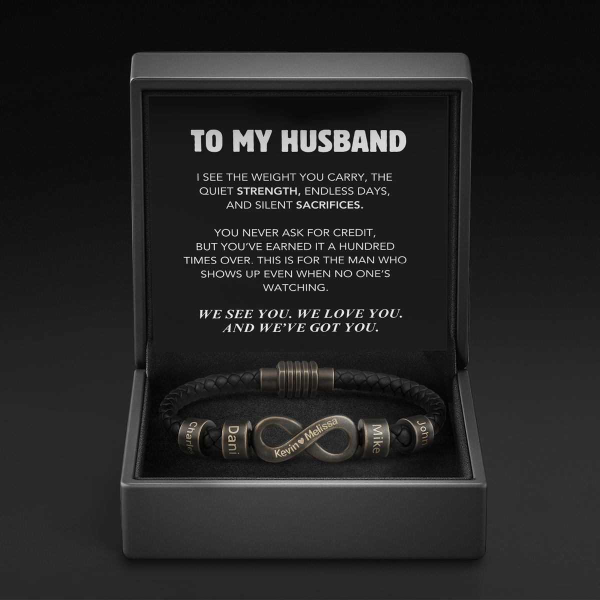 Infinity Name Bracelet - For the Man Who Holds Us Together