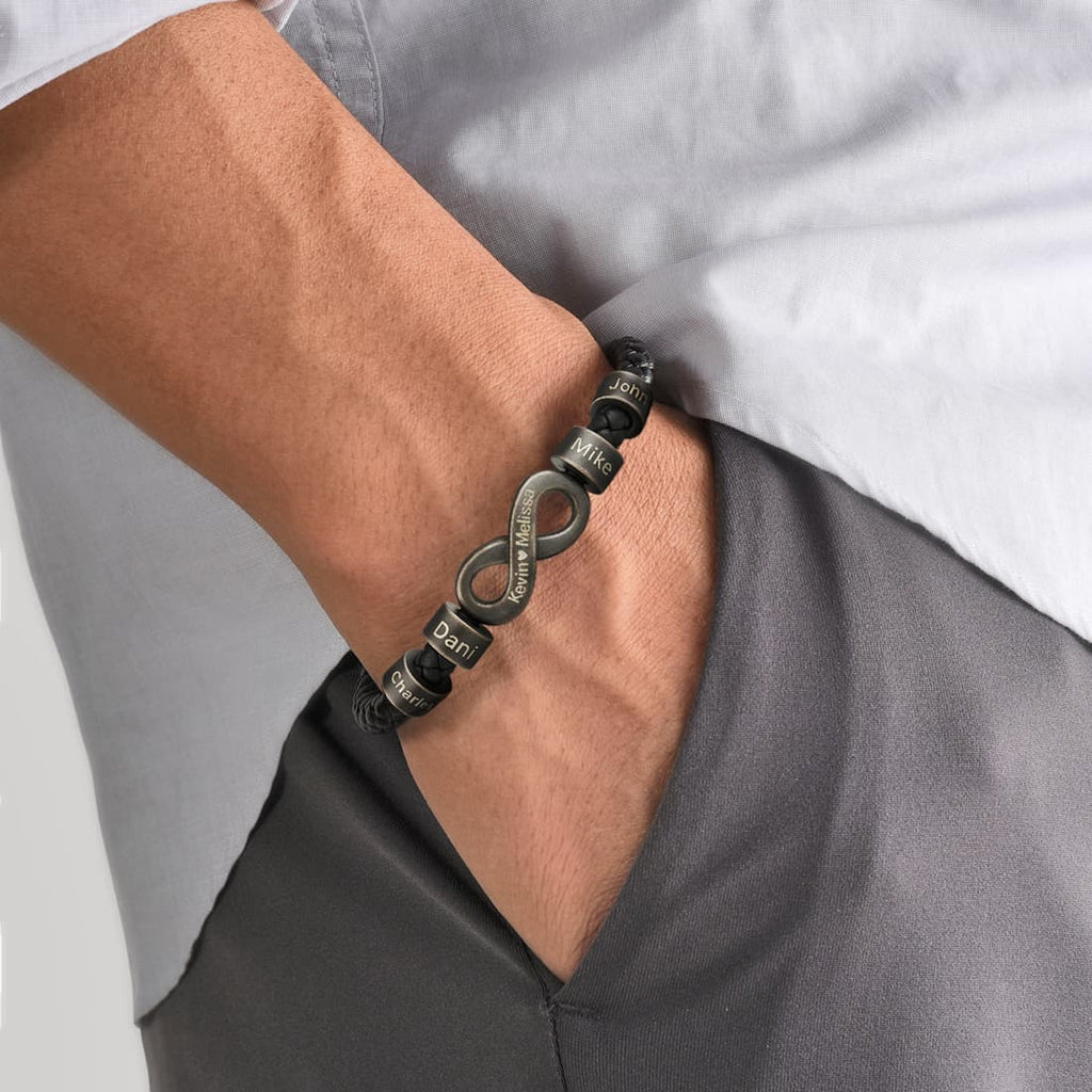 Pulsera Infinito con Nombres, Para el Hombre que Nos Mantiene Unidos