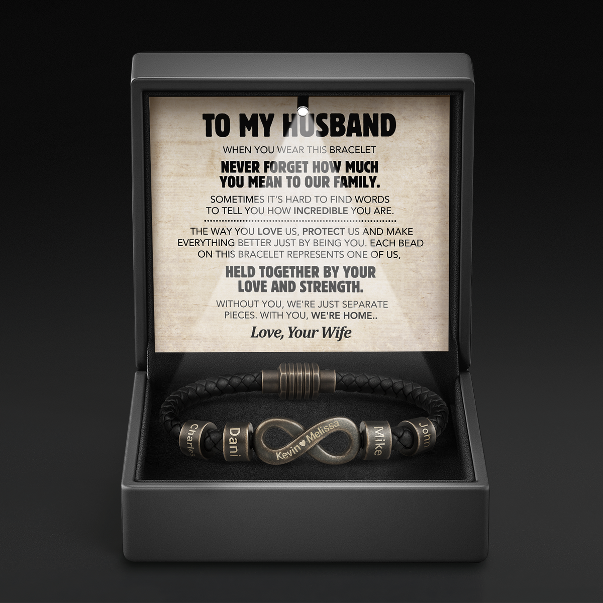Infinity Name Bracelet - For the Man Who Holds Us Together