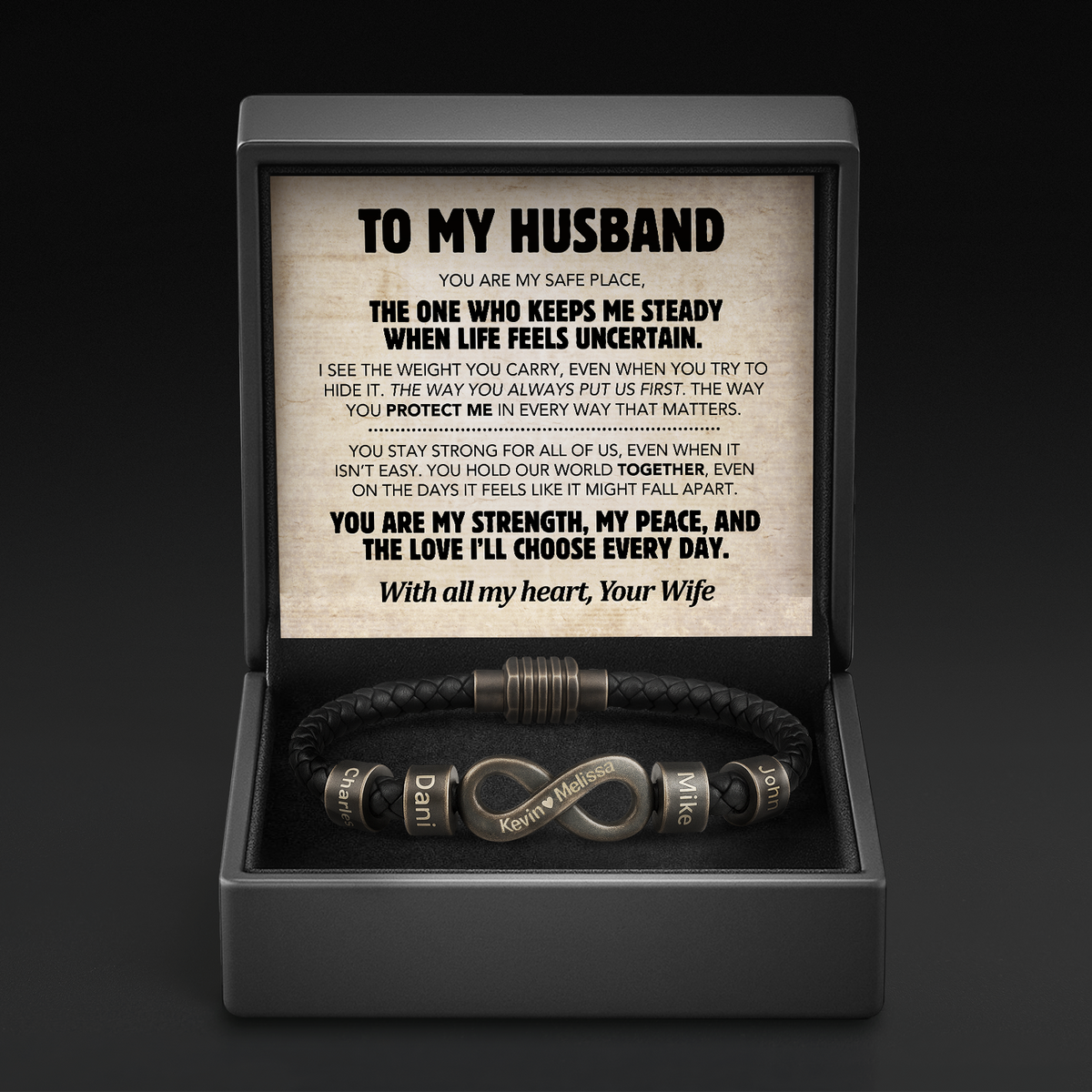 Infinity Name Bracelet - For the Man Who Holds Us Together