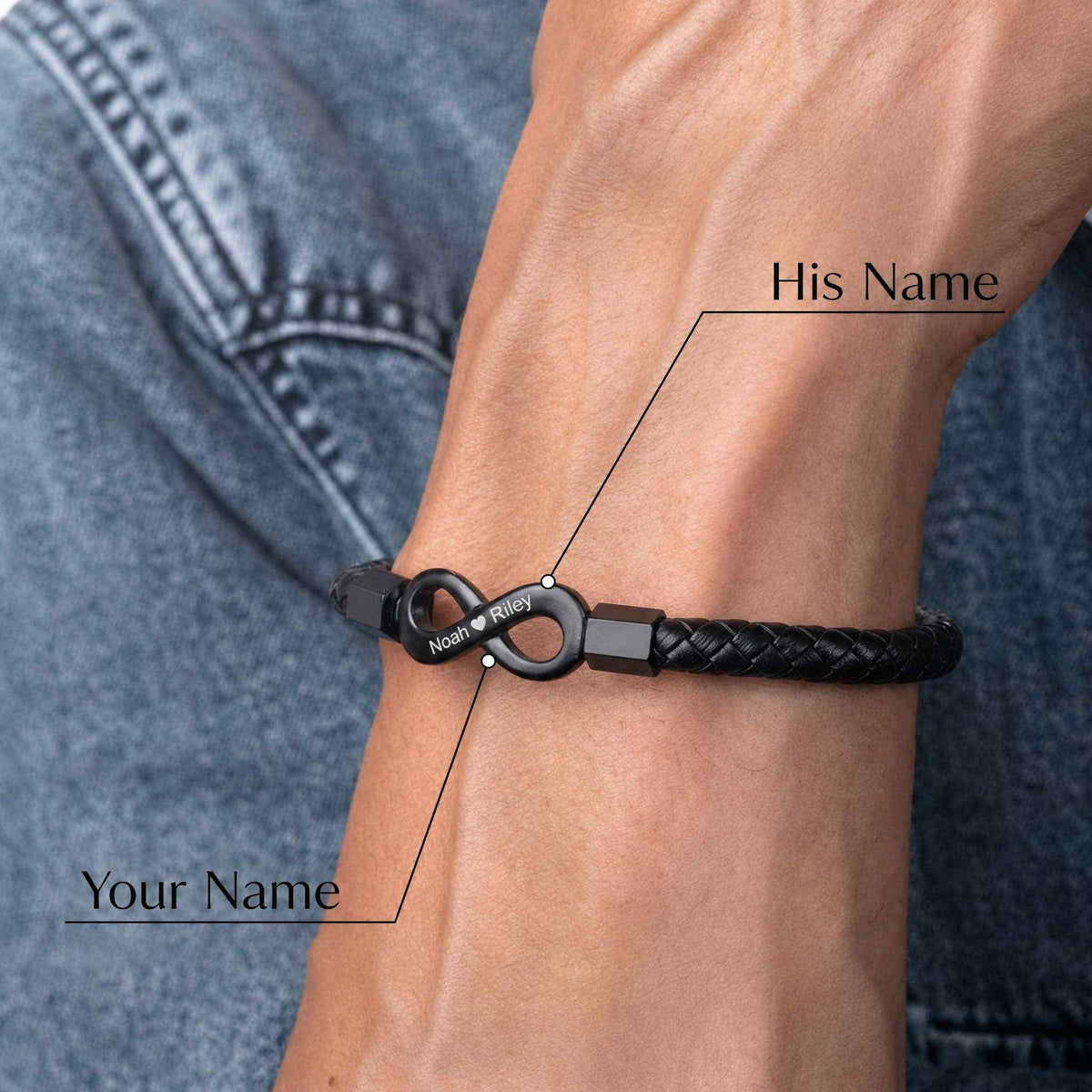 "To My Husband" - Infinity Personalized Bracelet & Engraved Walnut Box