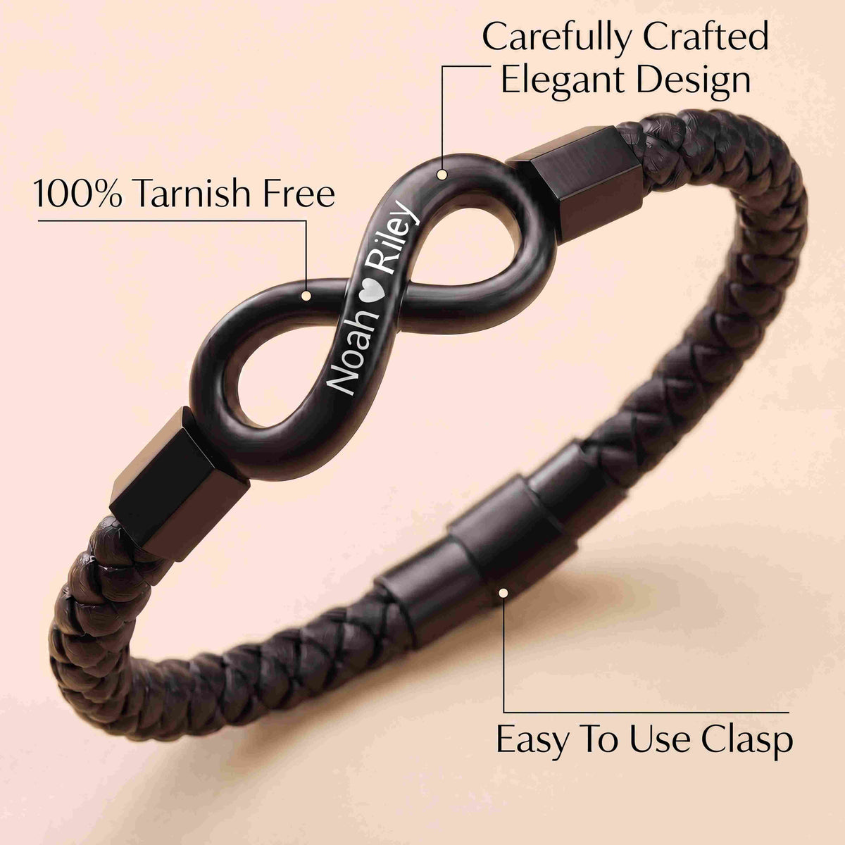 "To My Husband" - Infinity Personalized Bracelet & Engraved Walnut Box