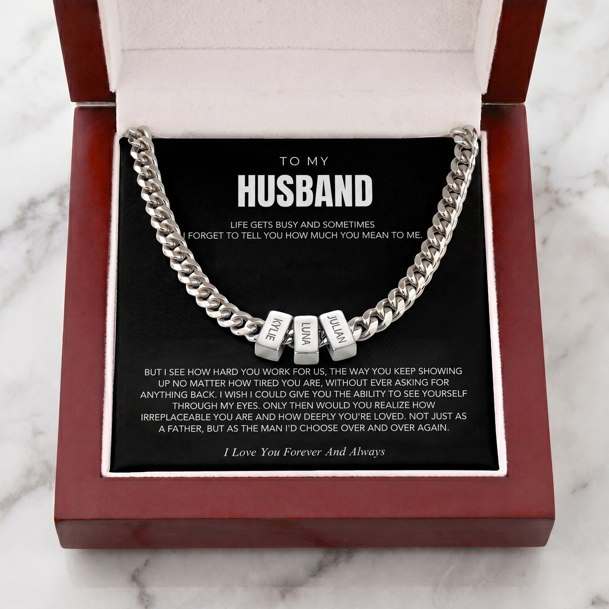 Family Name Necklace - For the Man Who Holds Us Together