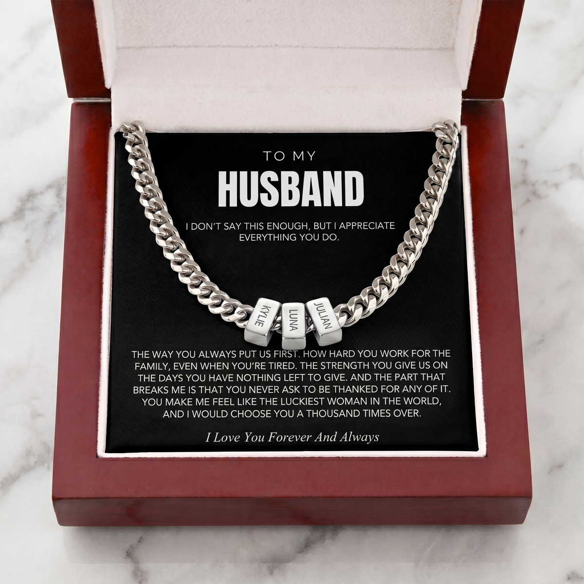 Family Name Necklace - For the Man Who Holds Us Together