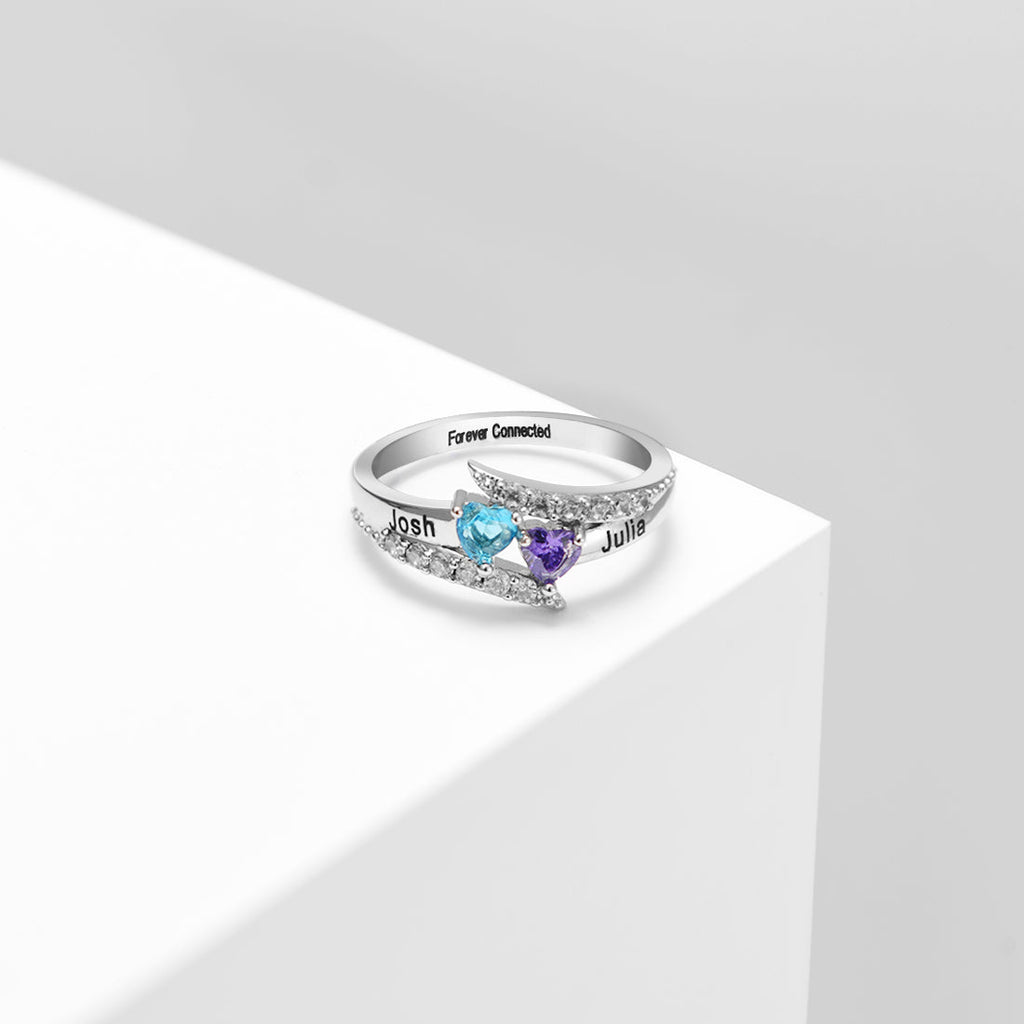 Personalized Birthstone Couples Ring