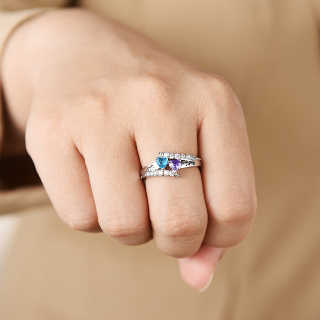 Personalized Birthstone Couples Ring