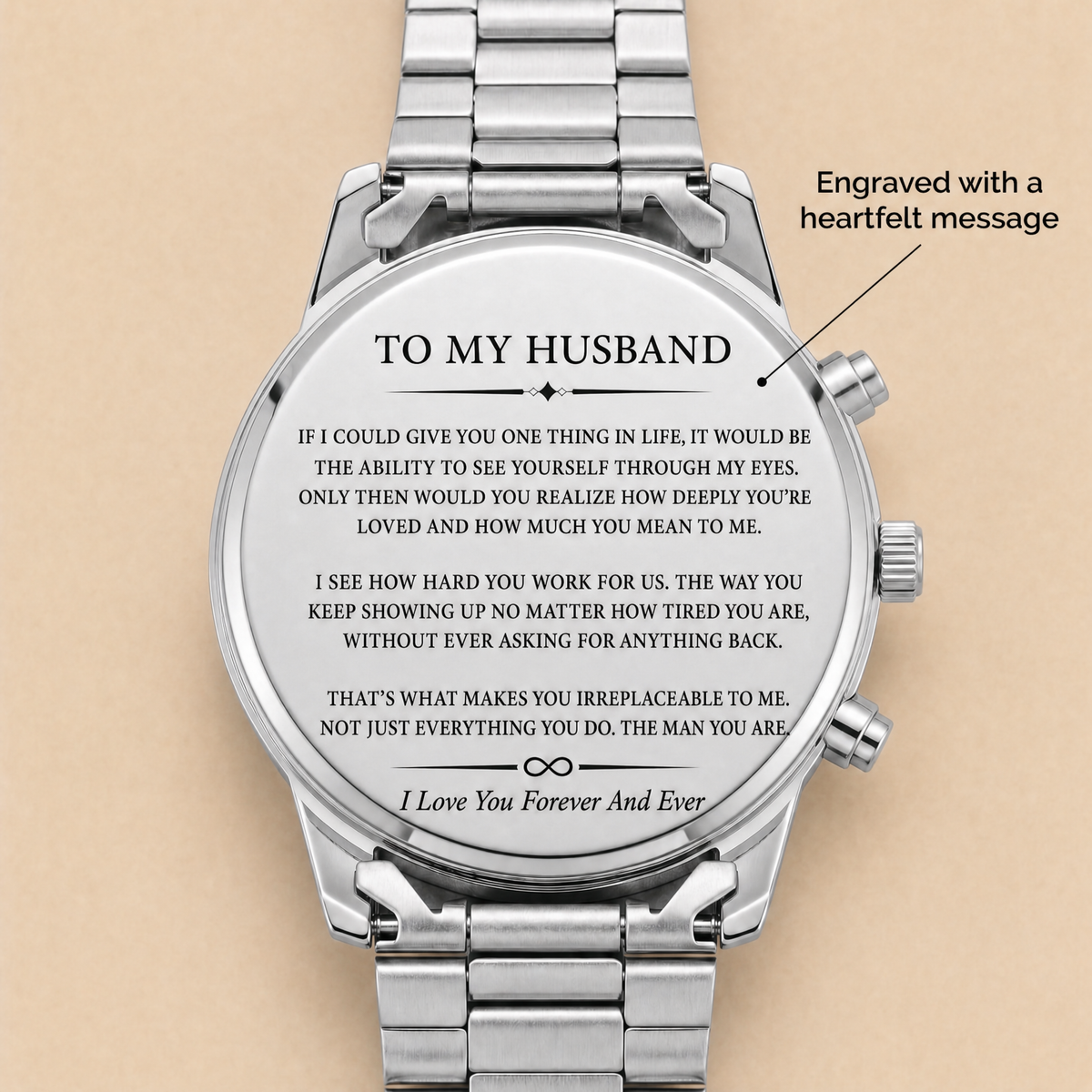 To My Husband - Engraved Stainless Steel Watch