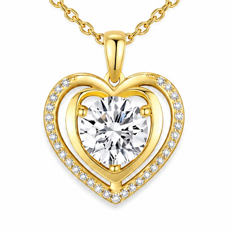 To My Wife – Heart Halo Solitaire Necklace