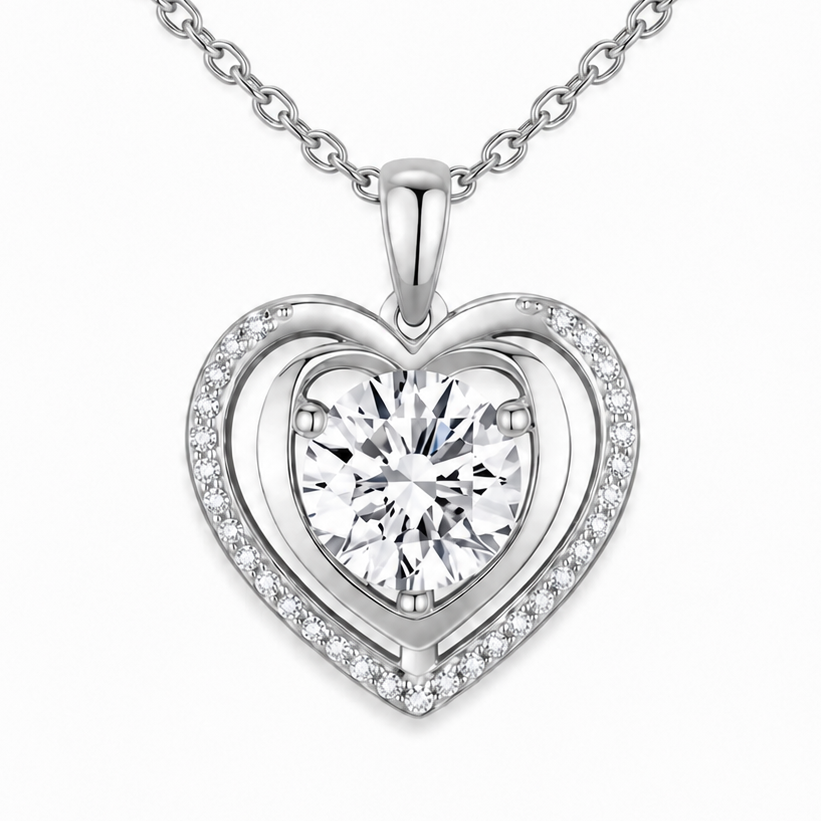 To My Wife – Heart Halo Solitaire Necklace