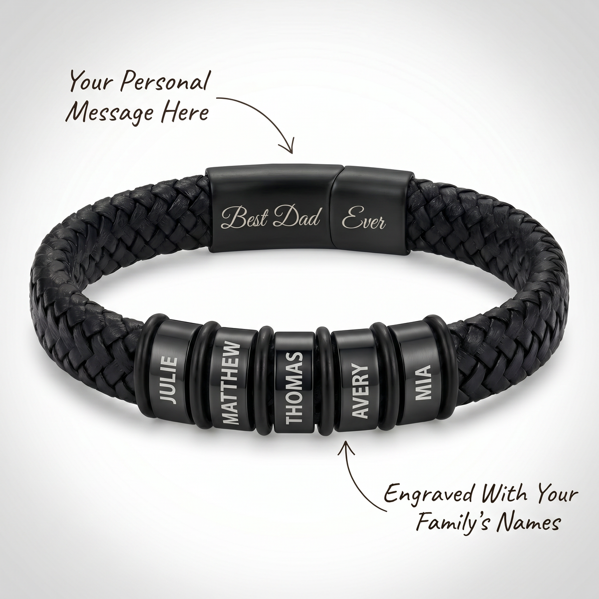 Family Forever - Personalized Leather Style Bracelet Set