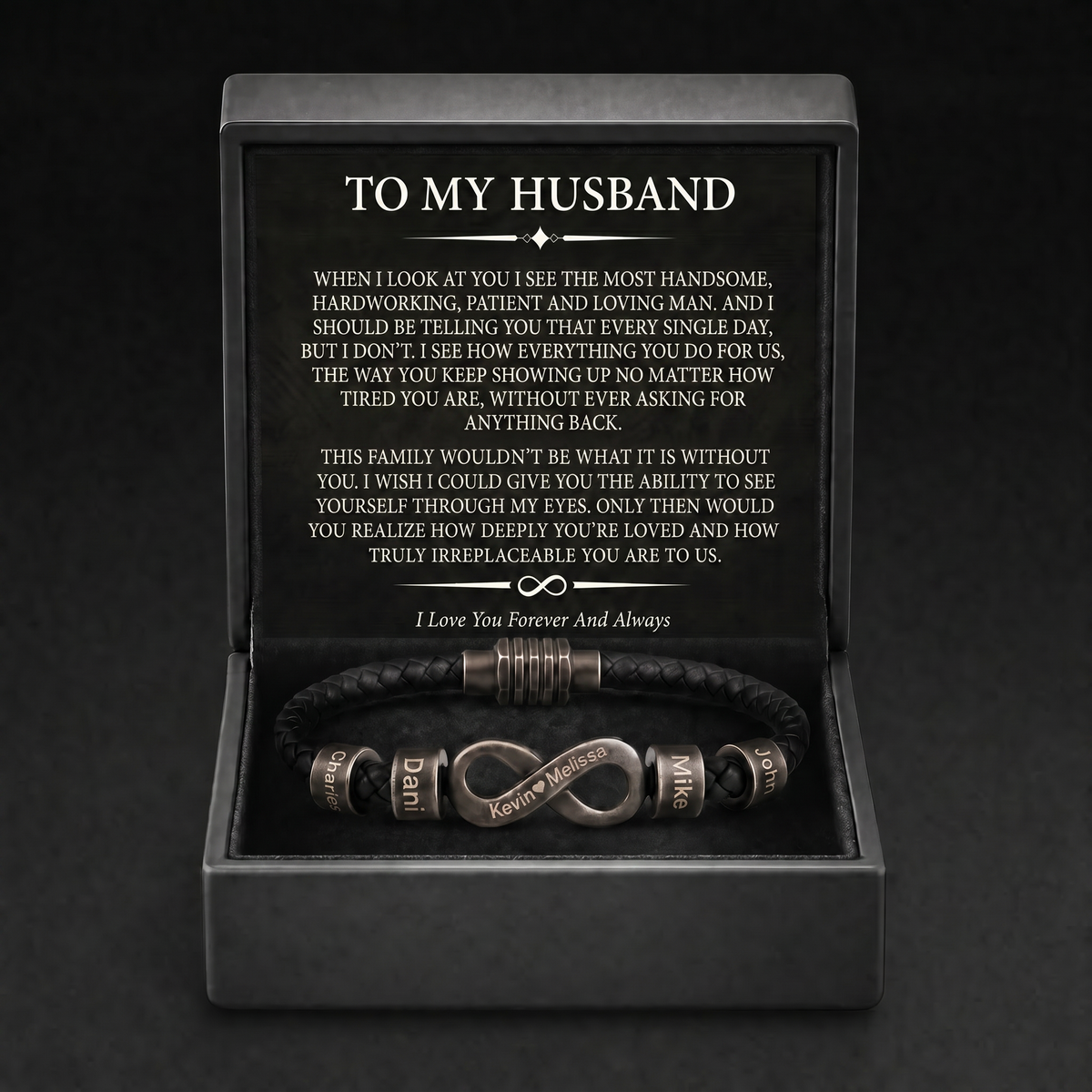 Infinity Name Bracelet - For the Man Who Holds Us Together