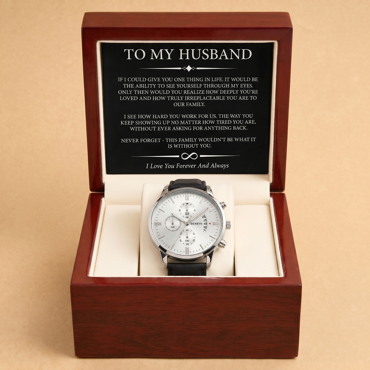 To My Husband - Personalized Leather Strap Watch