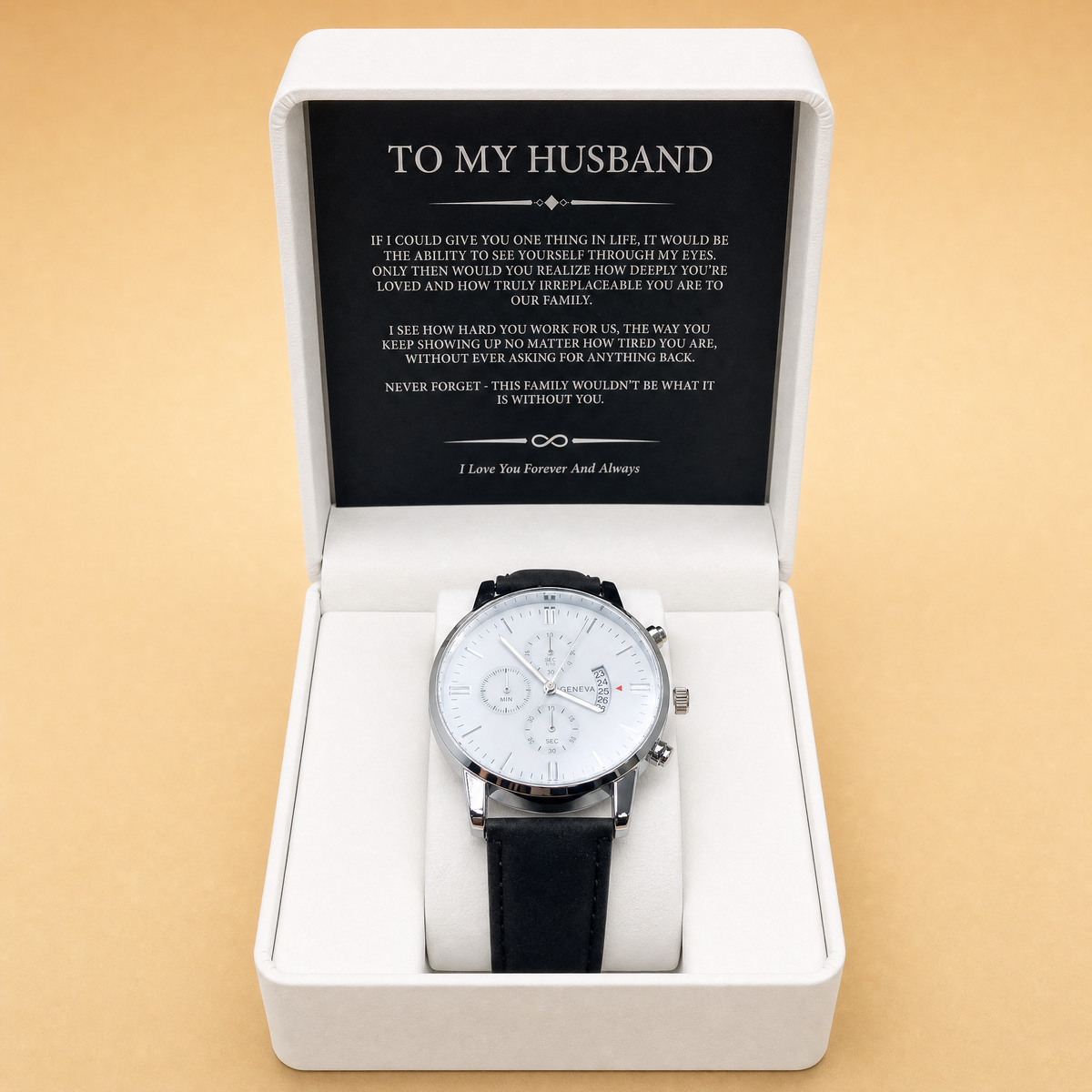To My Husband - Personalized Leather Strap Watch