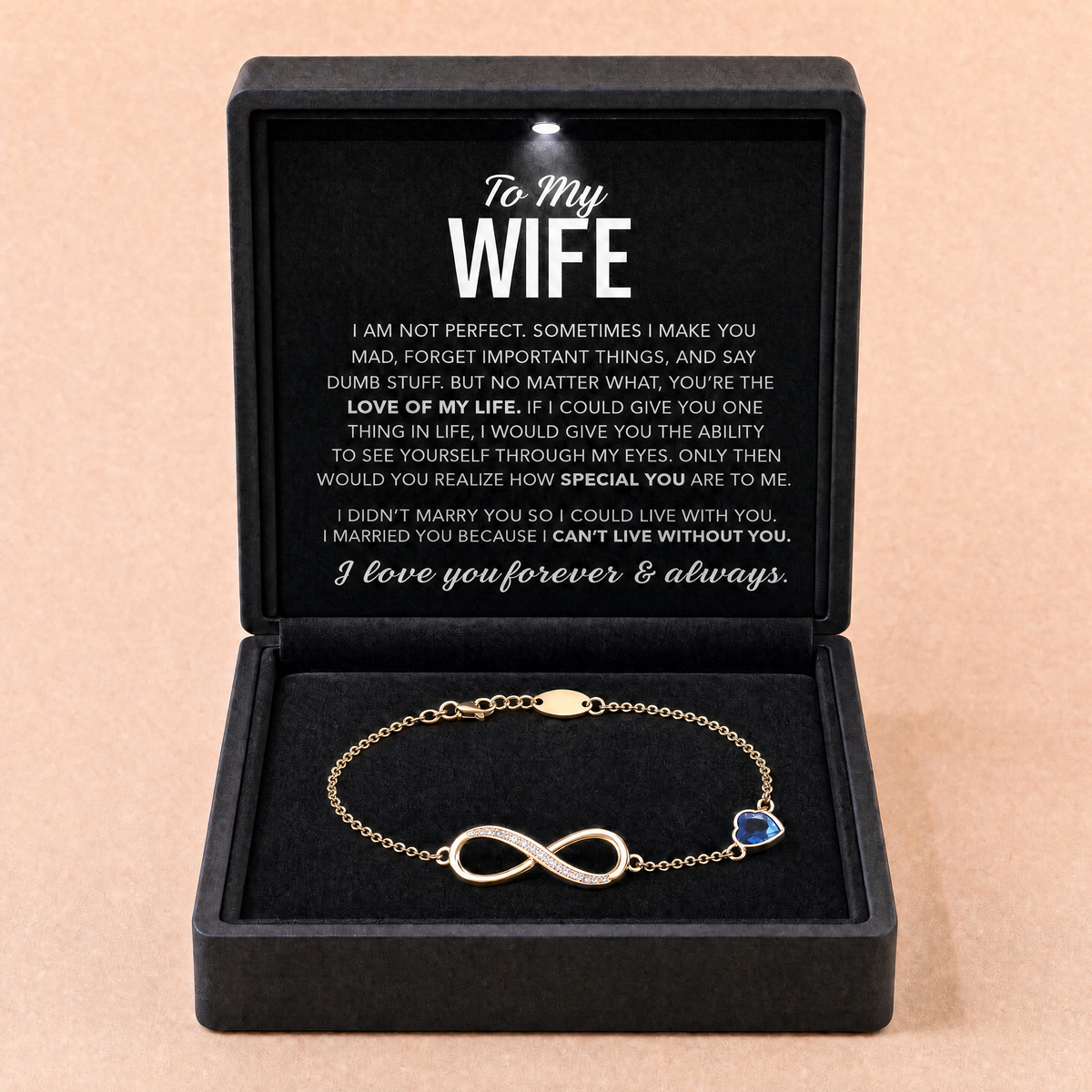 To My Wife – Infinity Birthstone Bracelet