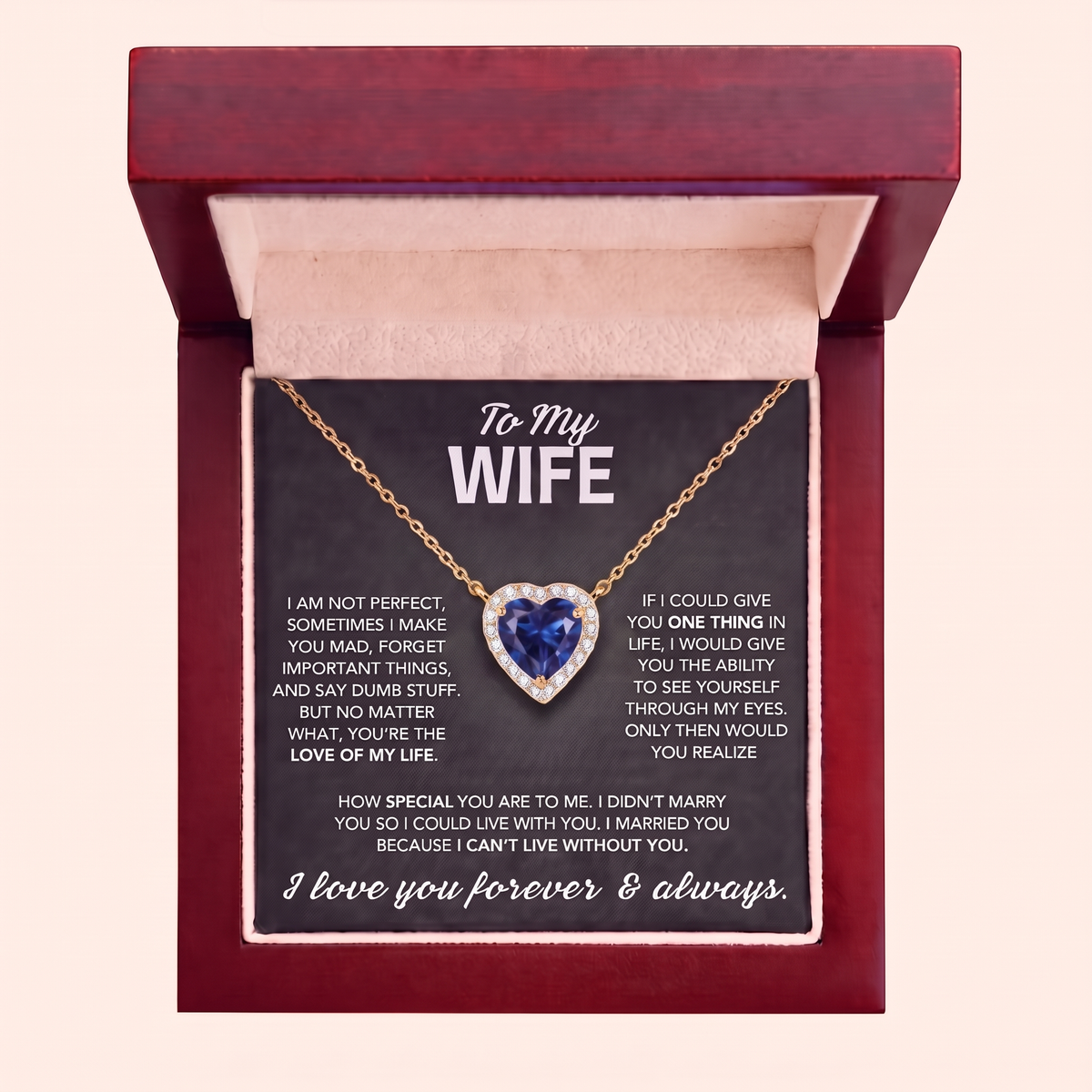 To My Wife – Birthstone Heart Pendant Necklace