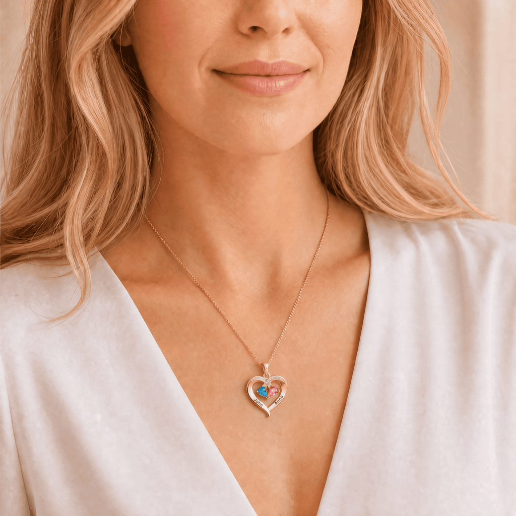 To My Wife – Birthstone Heart Necklace