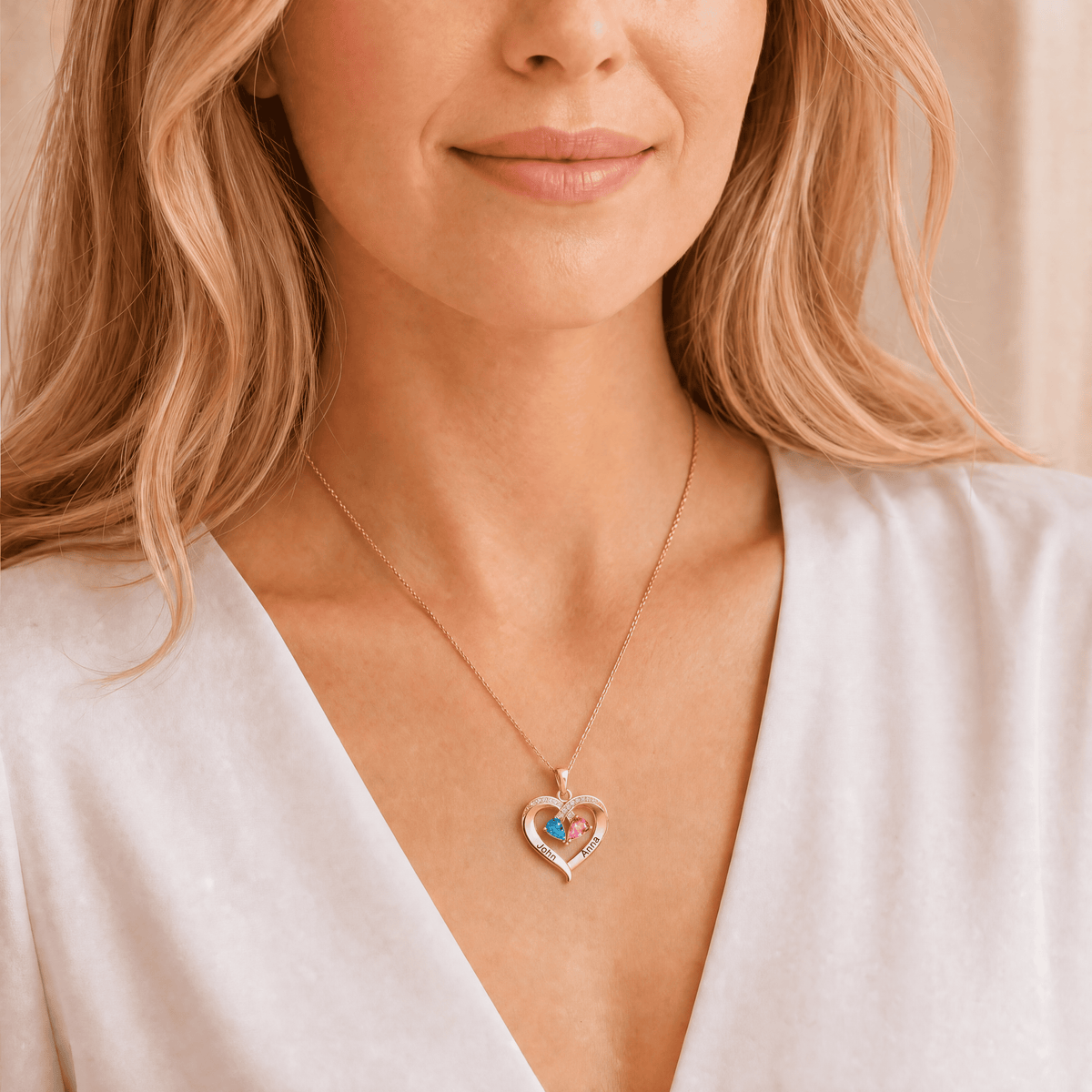To My Wife – Birthstone Heart Necklace